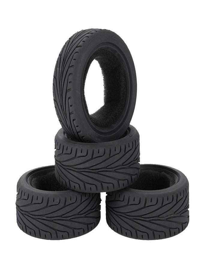 LAFEINA 1/10 RC On-Road Car Tyres, 65mm Rubber RC Tire for 1/10 HSP Tamiya HPI Kyosho RC On Road Run-flating Car (Black) - Image 1